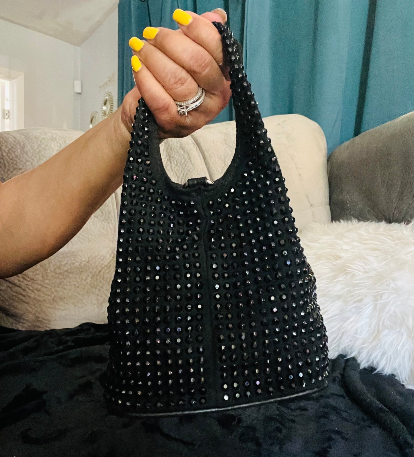 Small blinged pouch purse