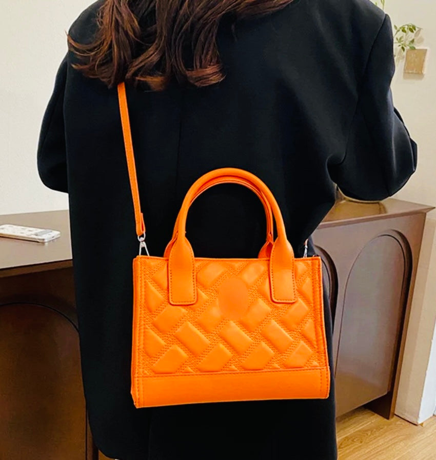 Quilted Top Handle Bag with Adjustable Crossbody Strap