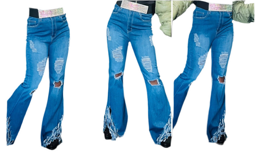 Flare ripped jeans