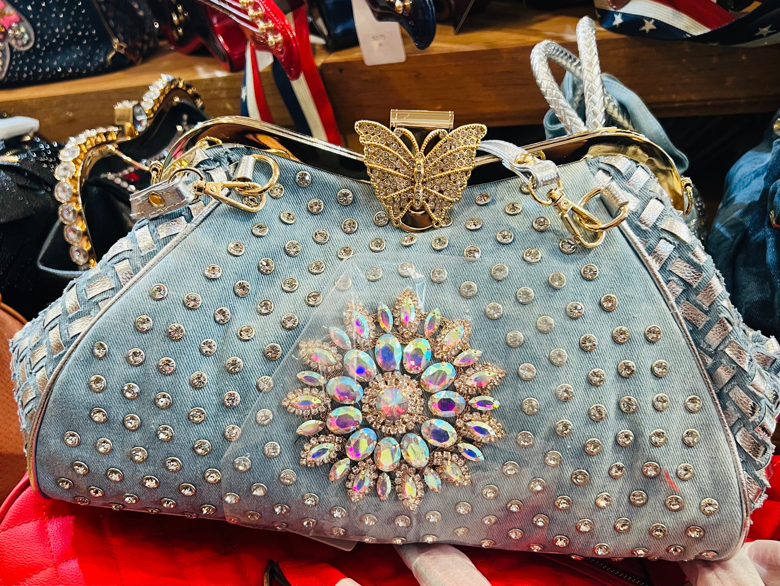 Bling blue Jean purses