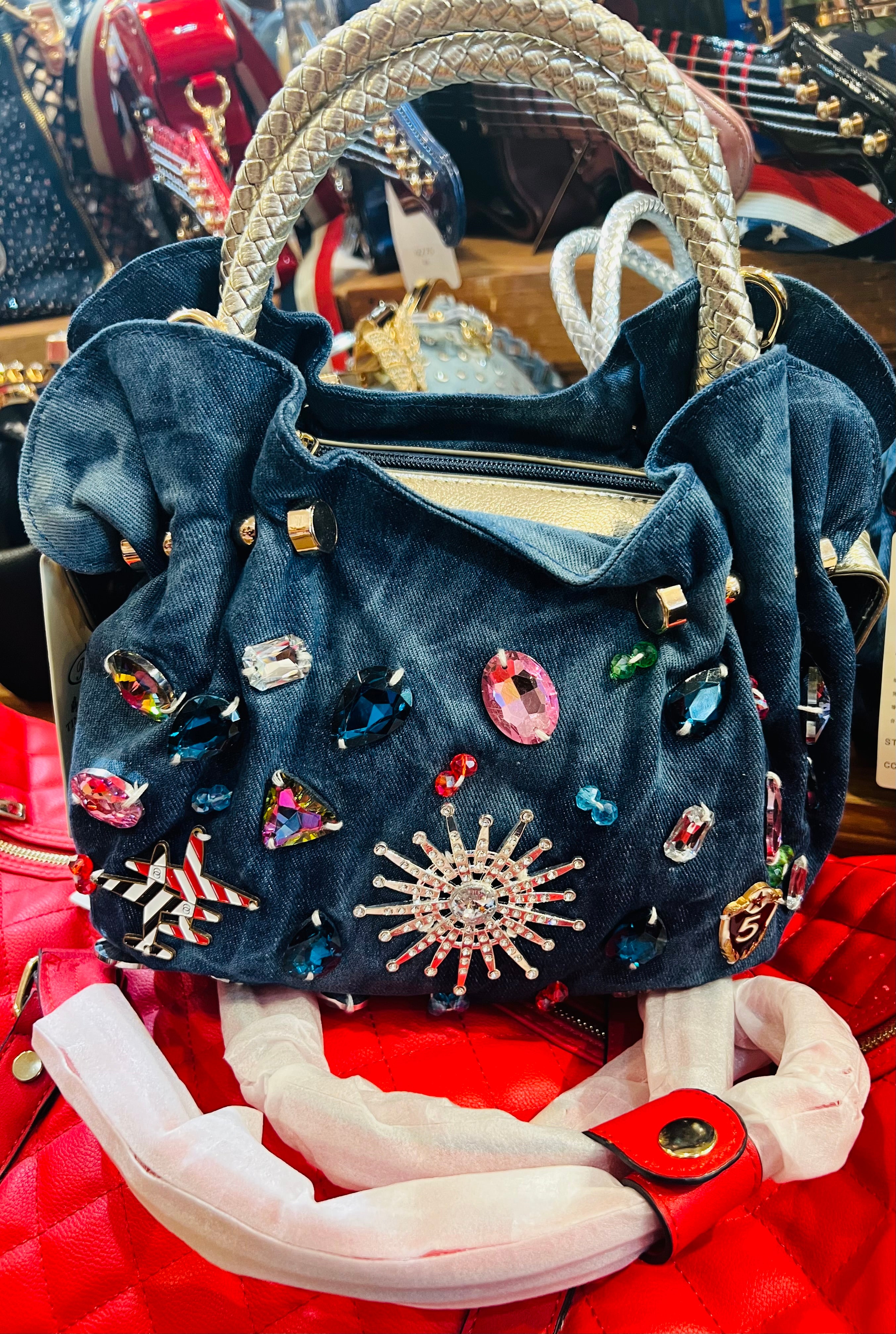 Bling blue Jean purses