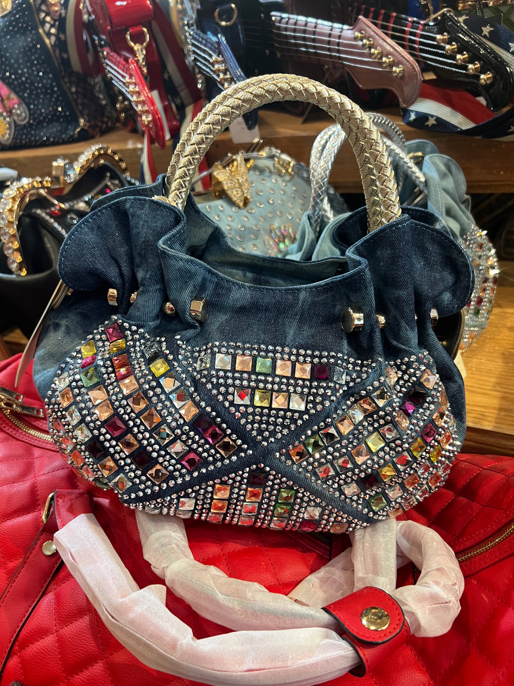 Bling blue Jean purses