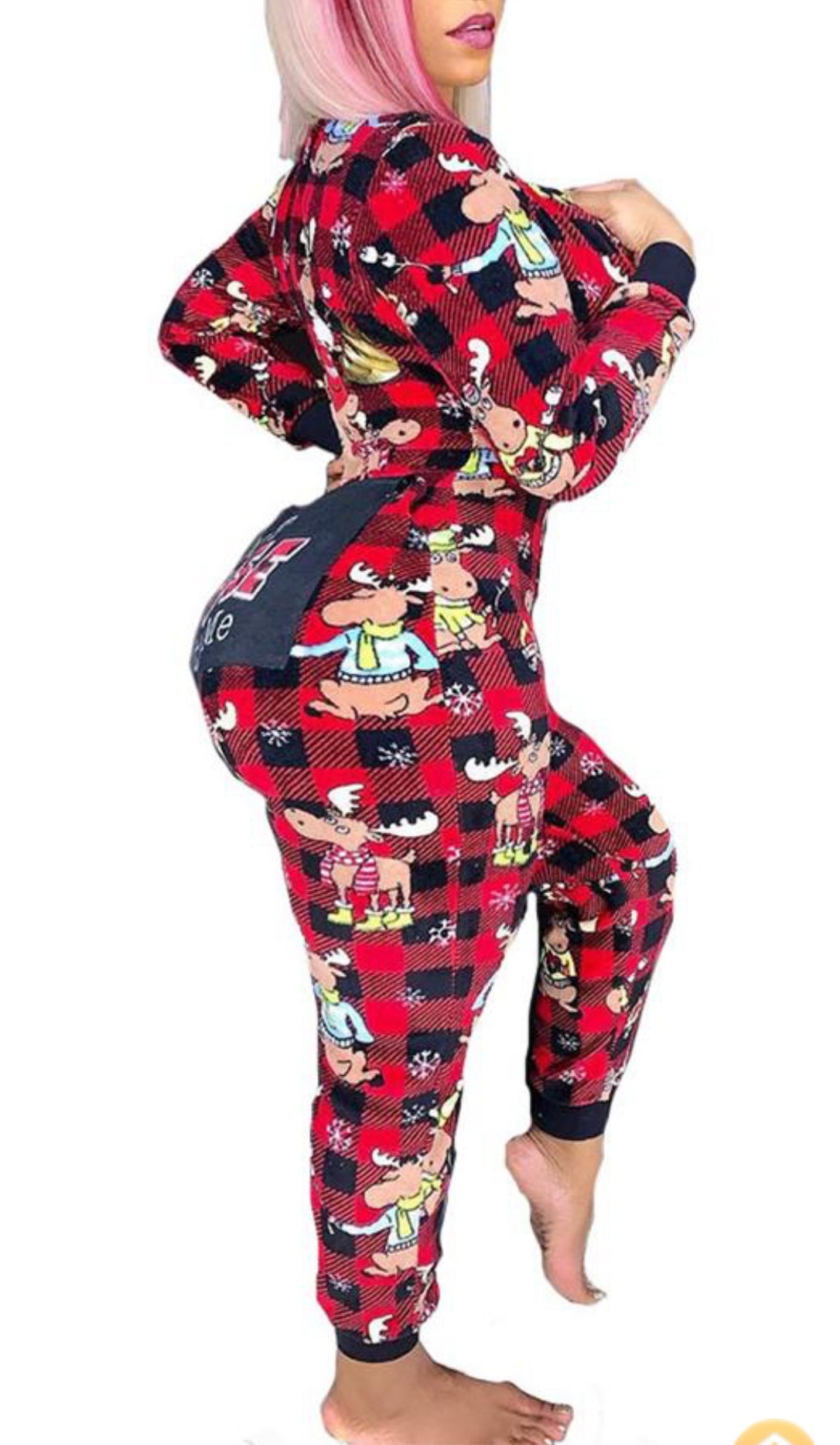 Cartoon Print Onesie with Zipper Closure and Cuffs