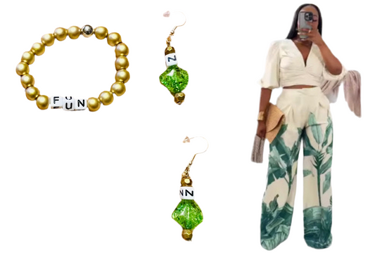 Handcrafted earrings bracelet set